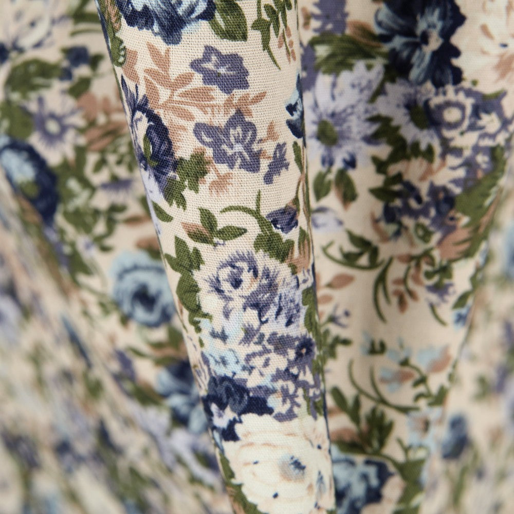 Popeline Vintage Floral Azul - Ribes y Casals