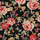 Popeline Vintage Floral Preta - Ribes y Casals