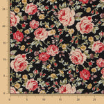 Popeline Vintage Floral Preta - Ribes y Casals