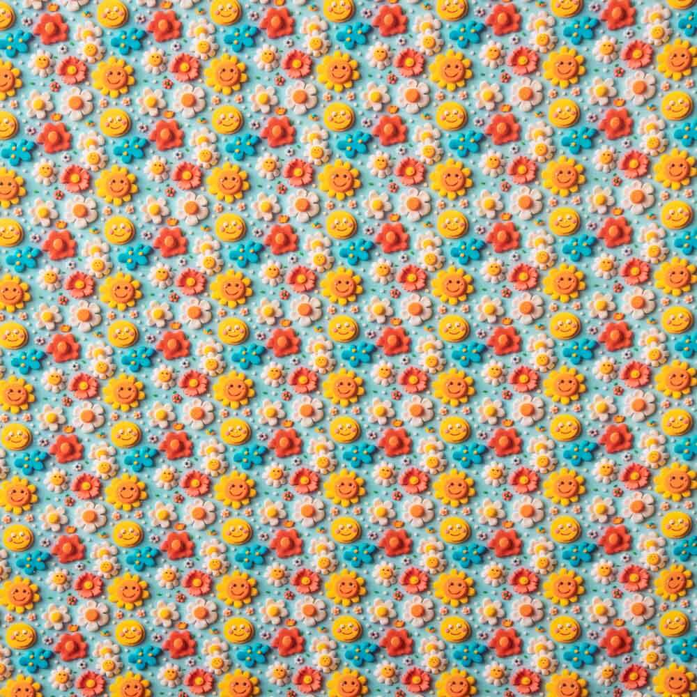 Popeline Algodão Acid Flor Azul - Ribes y Casals