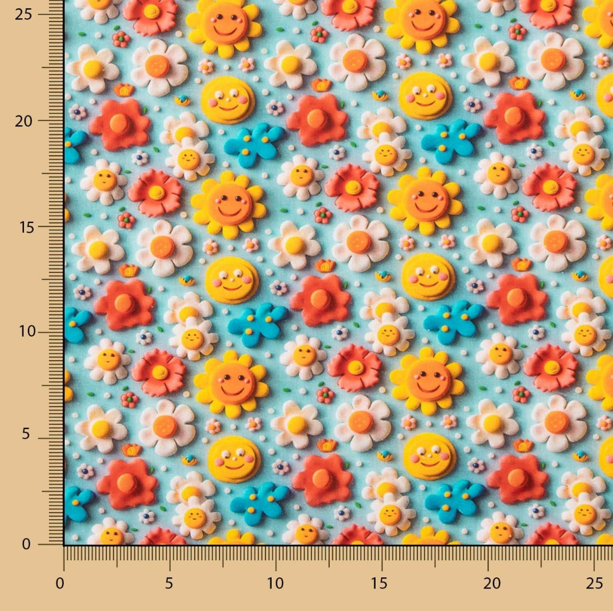 Popeline Algodão Acid Flor Azul - Ribes y Casals