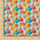 Popeline Algodão Acid Flor Azul - Ribes y Casals