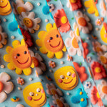 Popeline Algodão Acid Flor Azul - Ribes y Casals