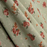 Algodão Estampado Rosas Fundo Verde - Ribes y Casals