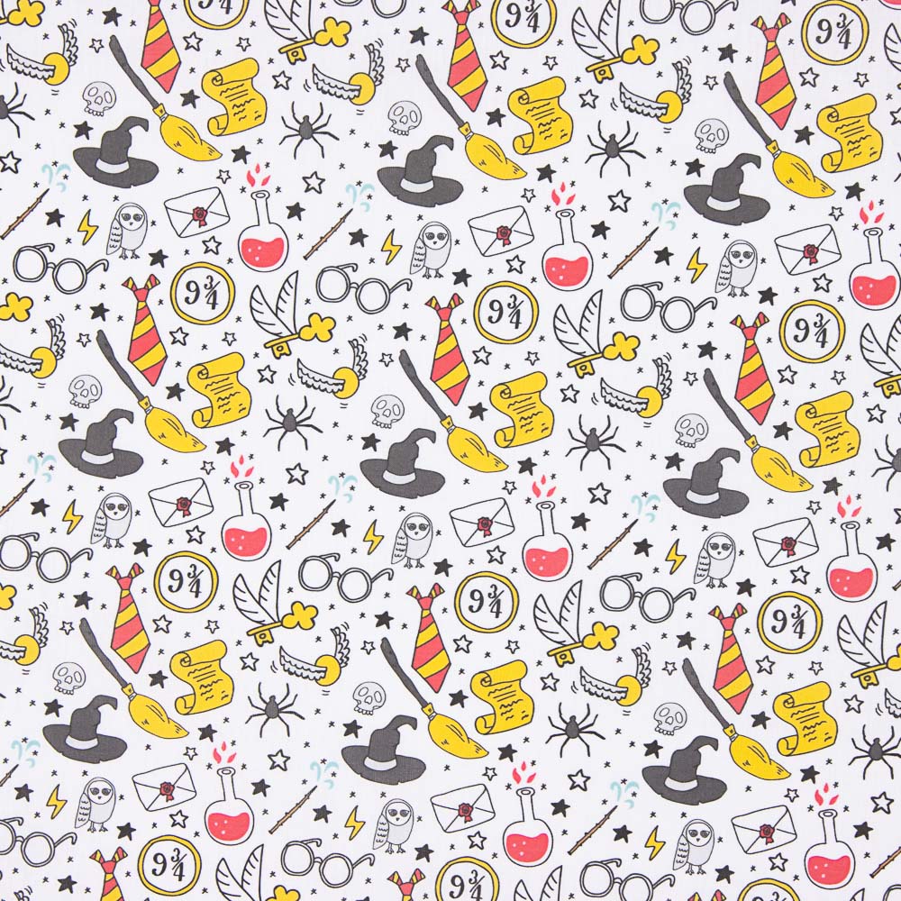 Popeline Algodão Harry Potter Branco - Ribes y Casals