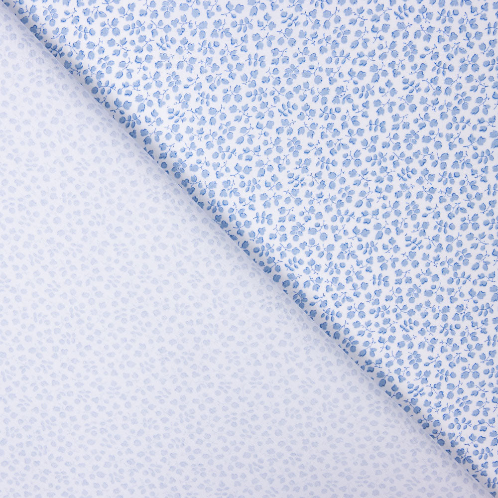 Popeline Algodão Orgânico Flor Mini Azul - Ribes y Casals
