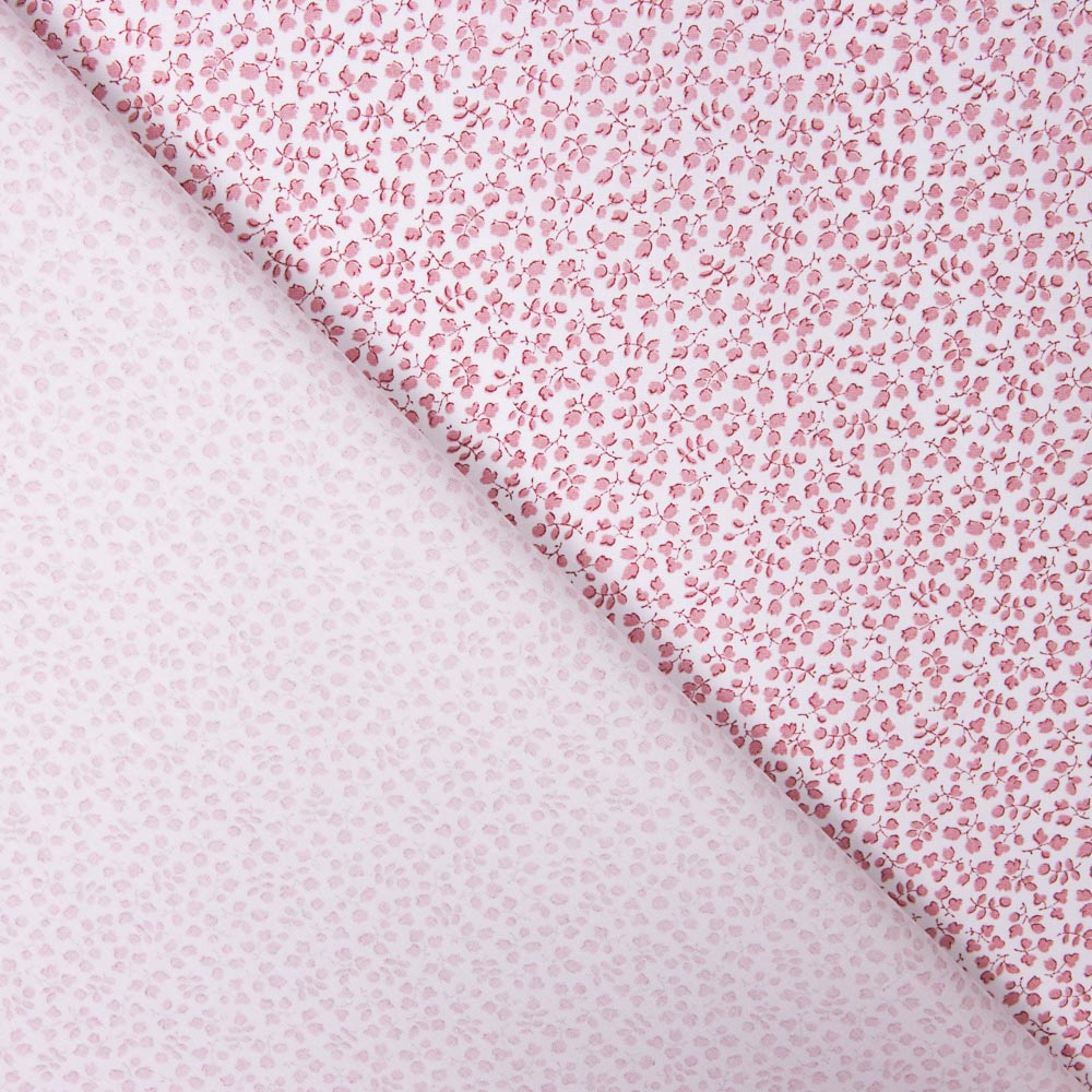 Popeline Algodão Orgânico Flor Mini Rosa - Ribes y Casals