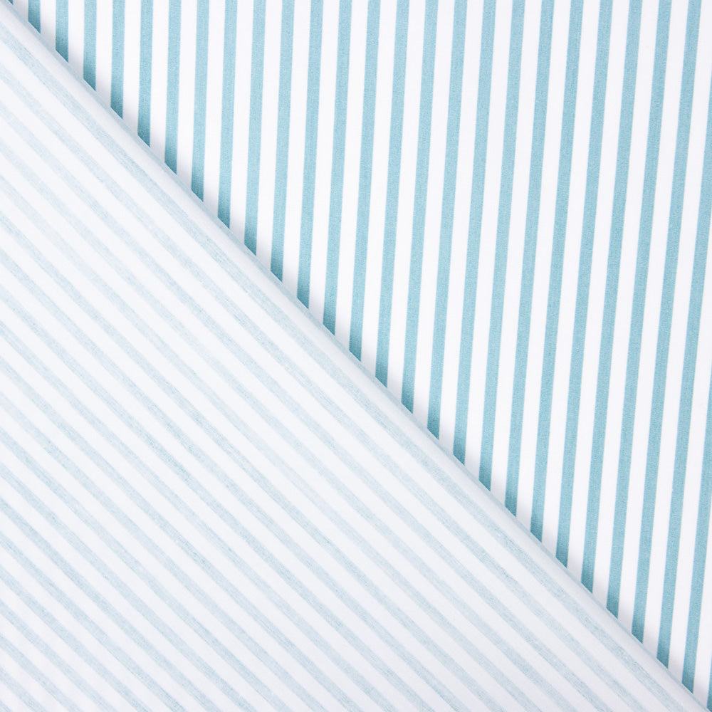 Popeline Algodão Orgânico Listras Turquesa - Ribes y Casals