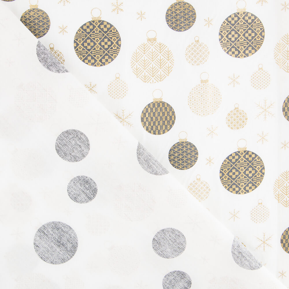 Popeline Bolas Natal Cinza - Ribes y Casals