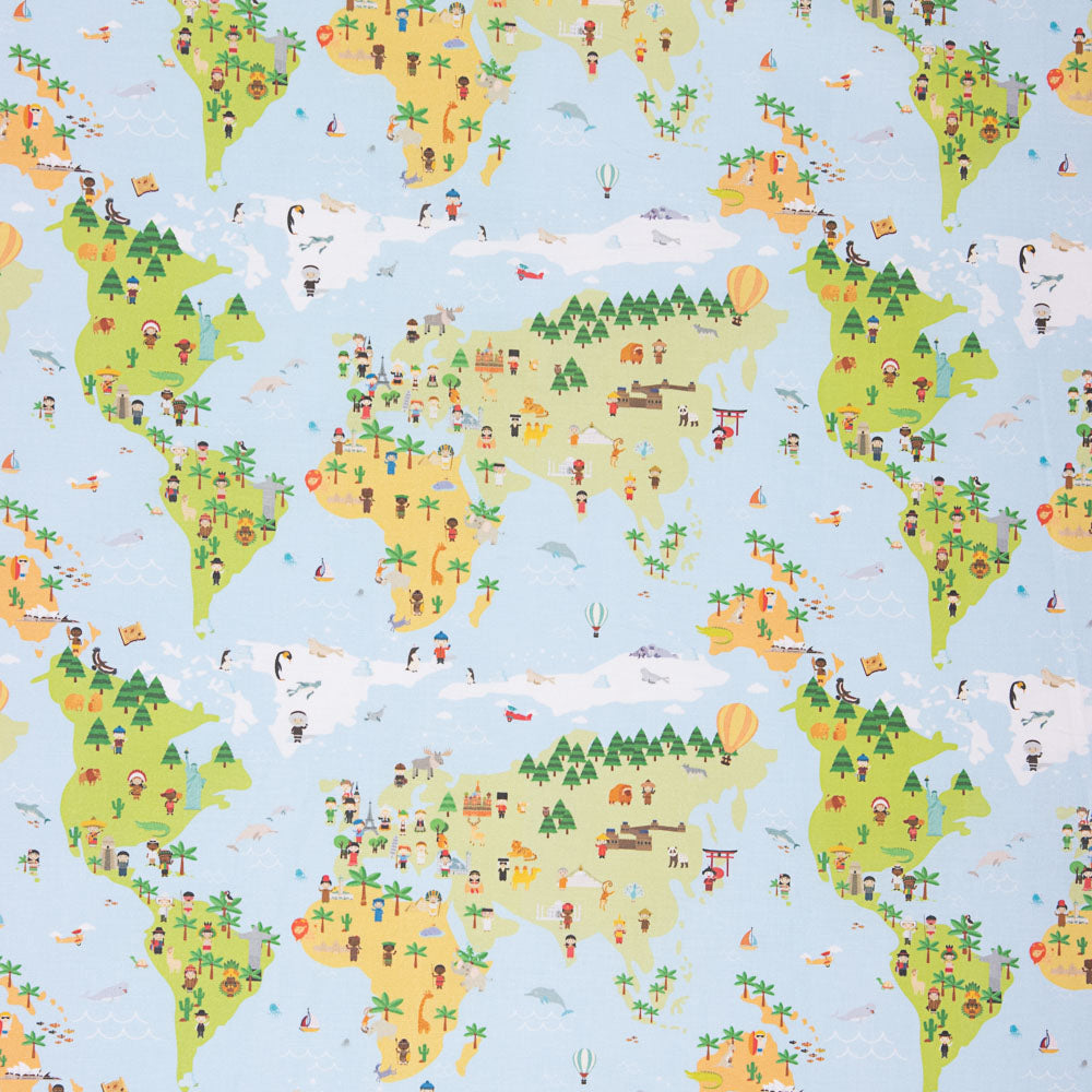 Popeline Algodão Mapa Do Mundo - Ribes y Casals
