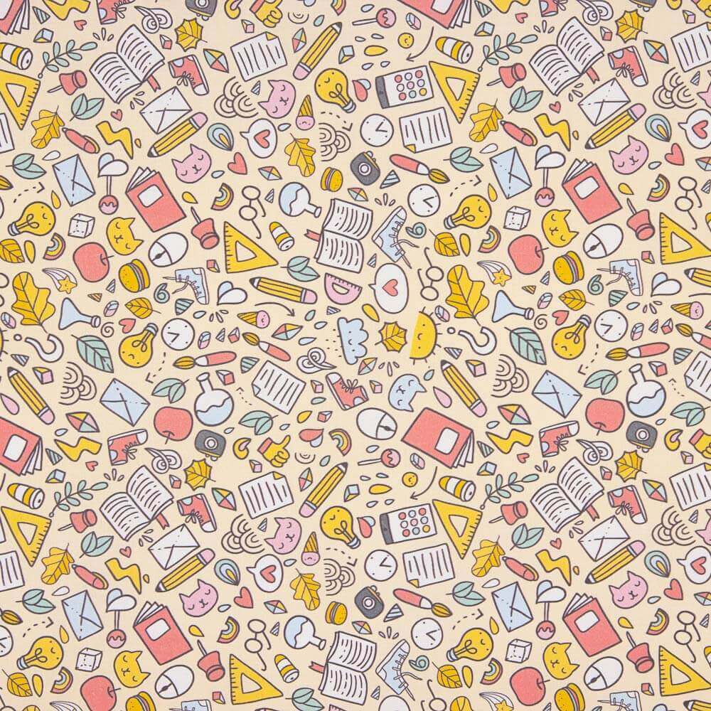 Popeline  Algodão Escola Amarelo Pálido - Ribes y Casals