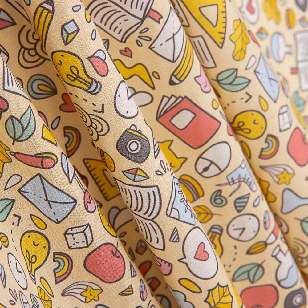 Popeline  Algodão Escola Amarelo Pálido - Ribes y Casals