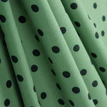 Popeline Spandex Bolinhas Pretas 7mm Verde Sálvia - Ribes y Casals