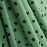 Popeline Spandex Bolinhas Pretas 7mm Verde Sálvia - Ribes y Casals