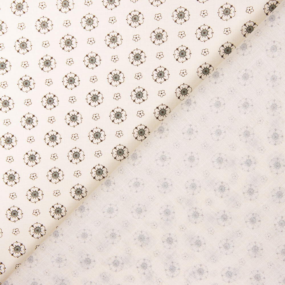 Popeline Flor Candy Cinza - Ribes y Casals