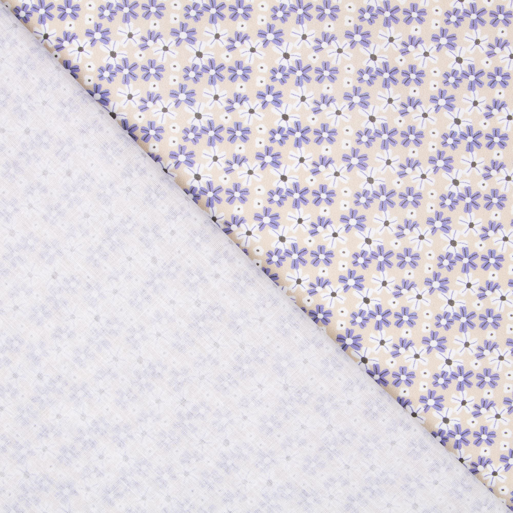 Algodão Popeline Floral Cinza - Ribes y Casals