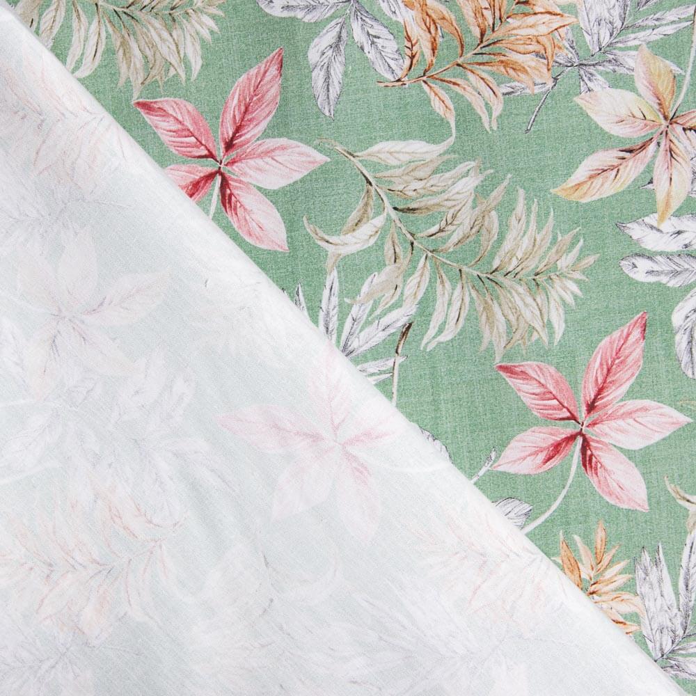 Popeline Algodão Tropical Verde Menta - Ribes y Casals