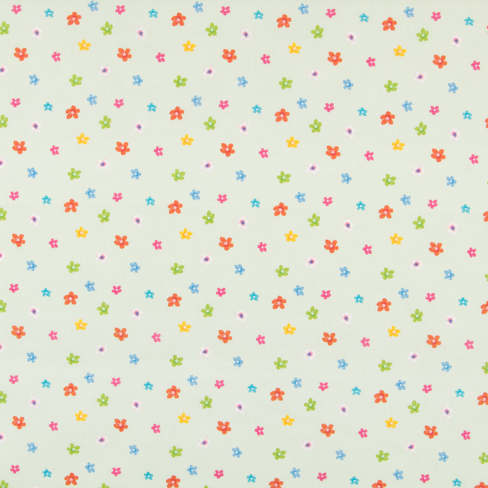 Algodão Popeline Flores Verde Claro - Ribes y Casals