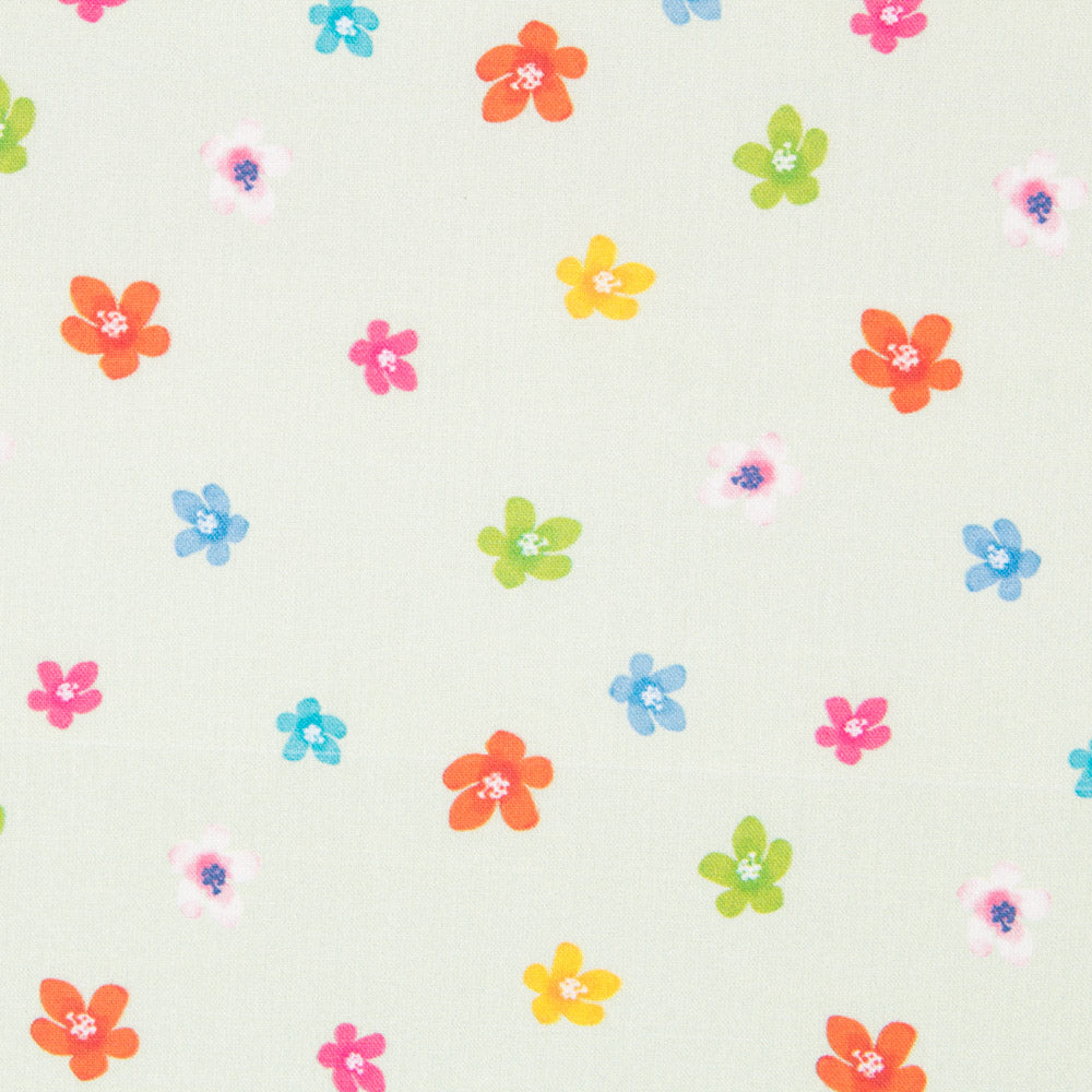 Algodão Popeline Flores Verde Claro - Ribes y Casals