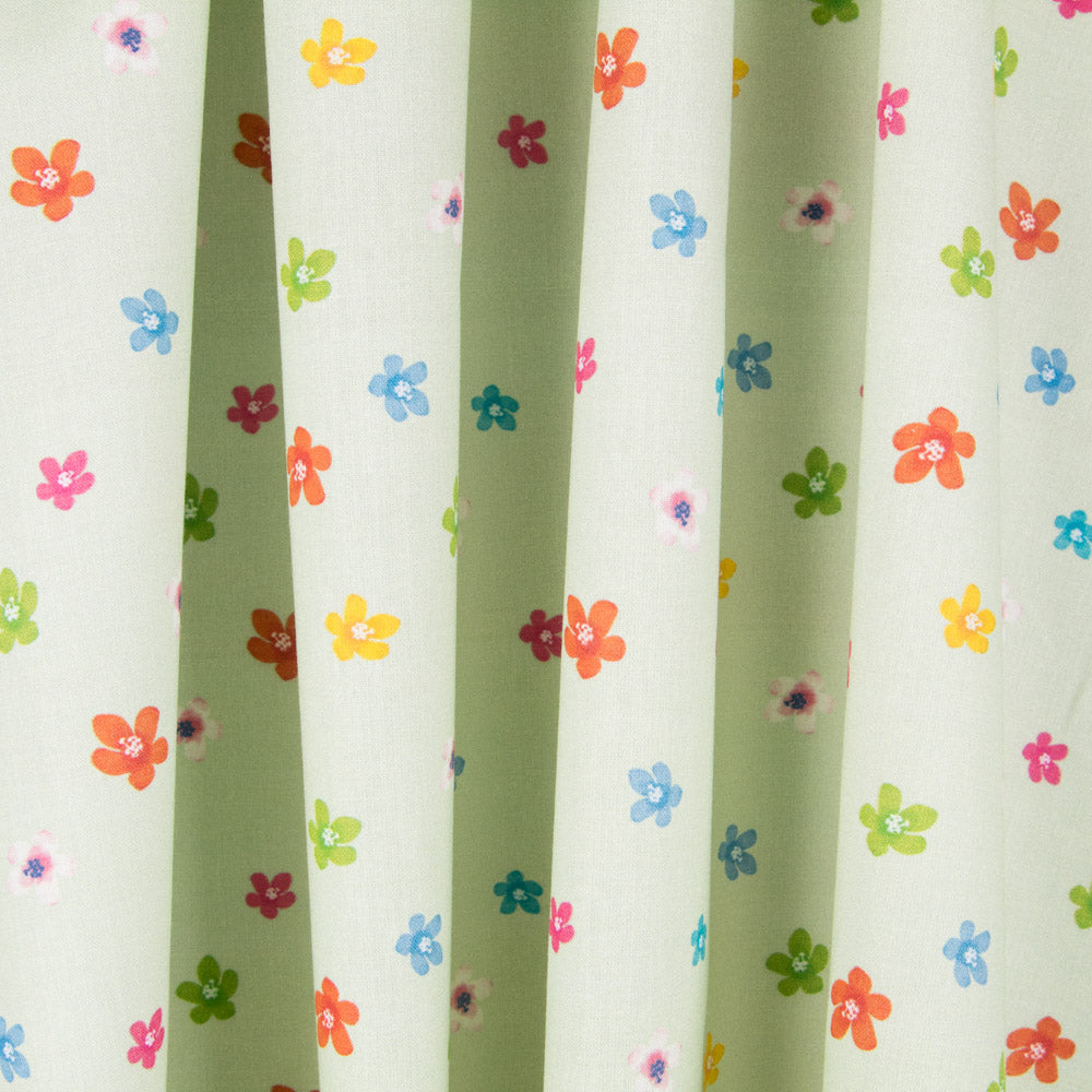 Algodão Popeline Flores Verde Claro - Ribes y Casals