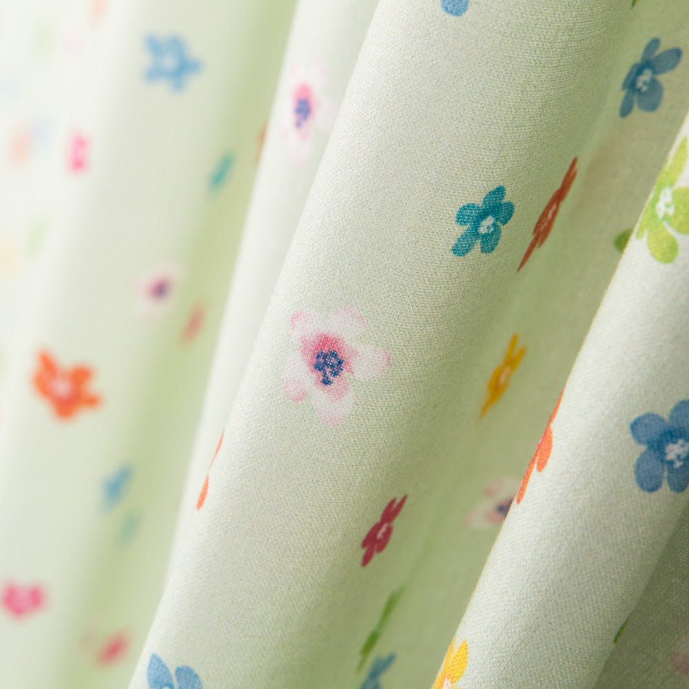 Algodão Popeline Flores Verde Claro - Ribes y Casals