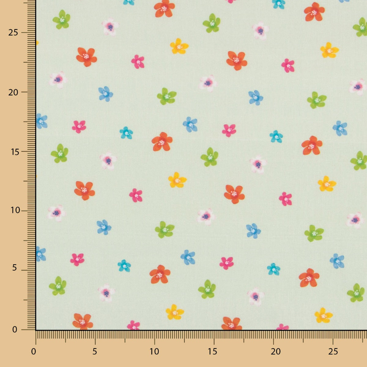 Algodão Popeline Flores Verde Claro - Ribes y Casals