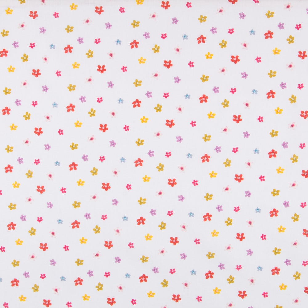 Algodão Popeline Flores Branca - Ribes y Casals