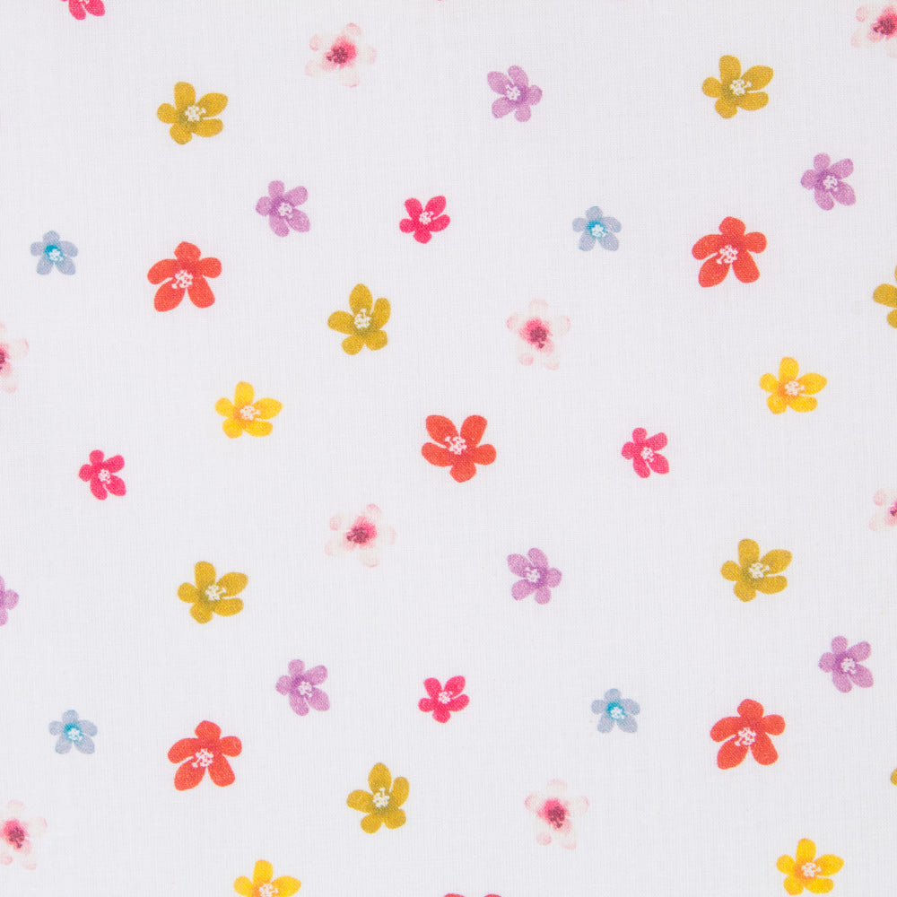 Algodão Popeline Flores Branca - Ribes y Casals