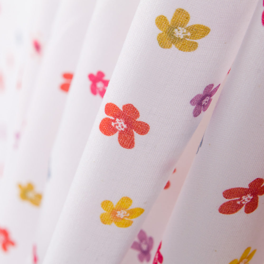 Algodão Popeline Flores Branca - Ribes y Casals