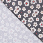 Algodão Popeline Flores Cinza Cinza - Ribes y Casals