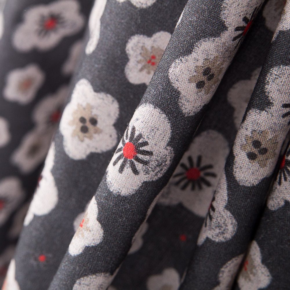 Algodão Popeline Flores Cinza Cinza - Ribes y Casals