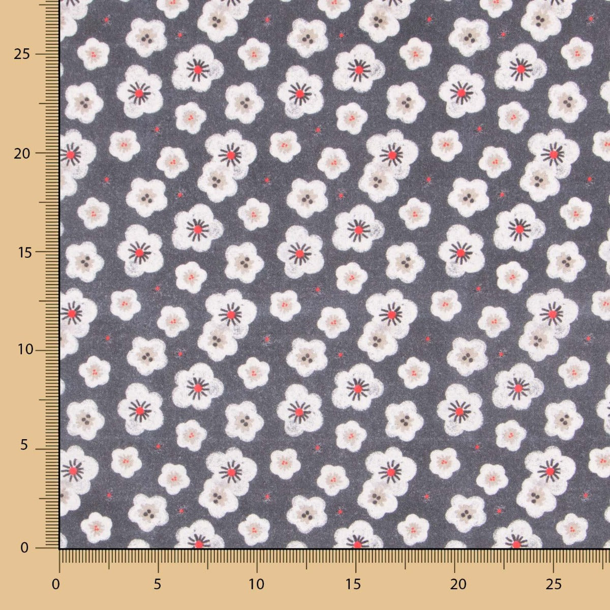 Algodão Popeline Flores Cinza Cinza - Ribes y Casals