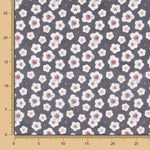 Algodão Popeline Flores Cinza Cinza - Ribes y Casals