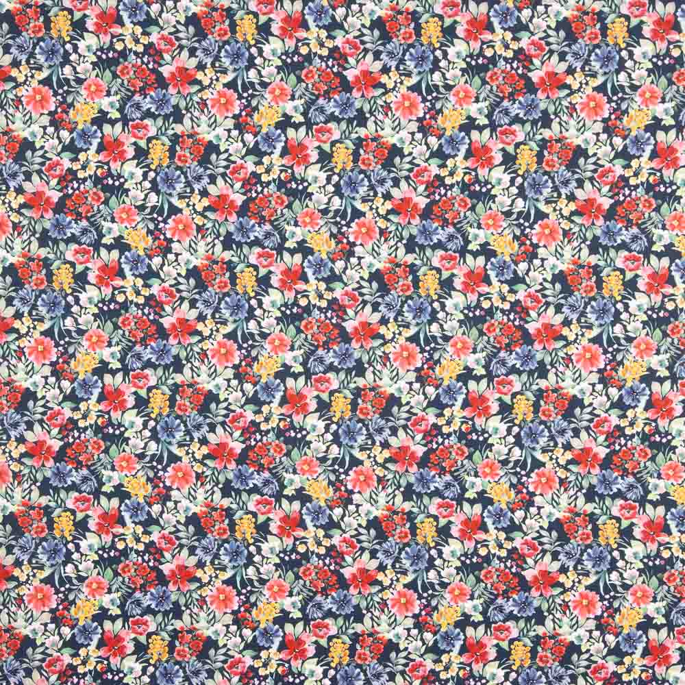 Popeline Flores Jardim Azul - Ribes y Casals