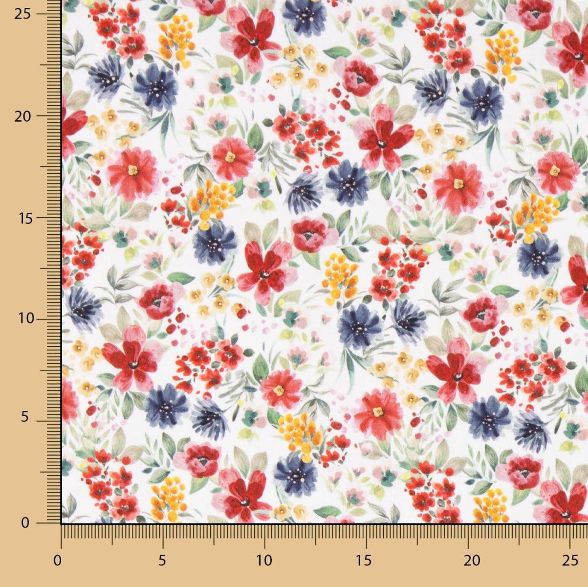 Popeline Flores Jardim Branco - Ribes y Casals