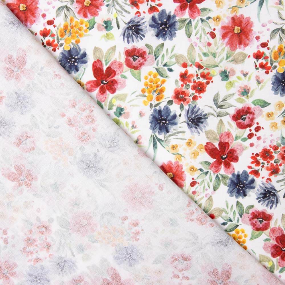 Popeline Flores Jardim Branco - Ribes y Casals