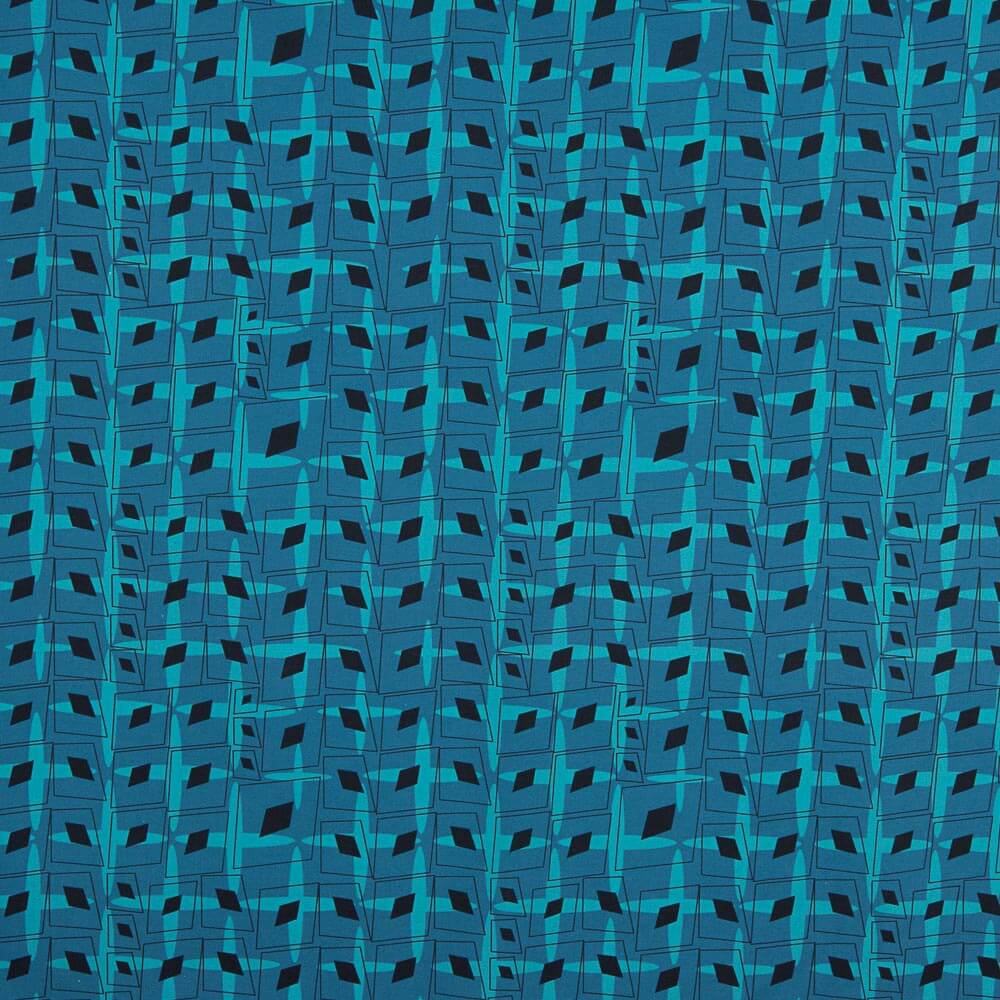 Popeline  Algodão Geo Azul Canard - Ribes y Casals