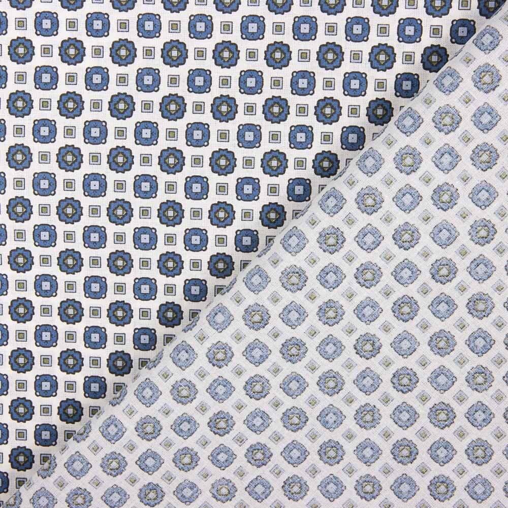 Popeline Flor Kubo Azul - Ribes y Casals