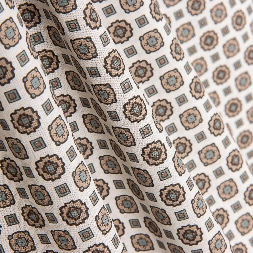 Popeline Flor Kubo Bege - Ribes y Casals