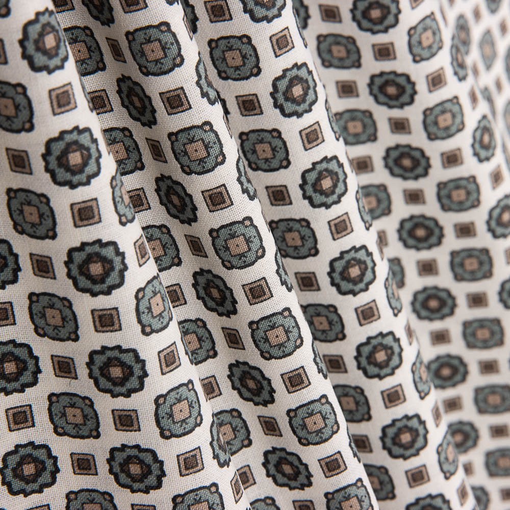 Popeline Flor Kubo Esverdeado - Ribes y Casals