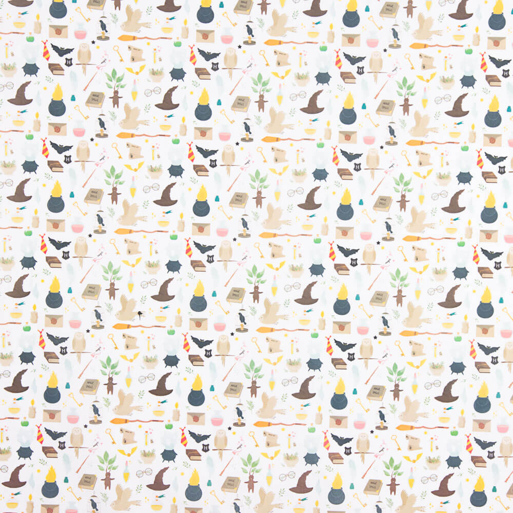 Popeline  Algodão Mágico Potter Branco - Ribes y Casals