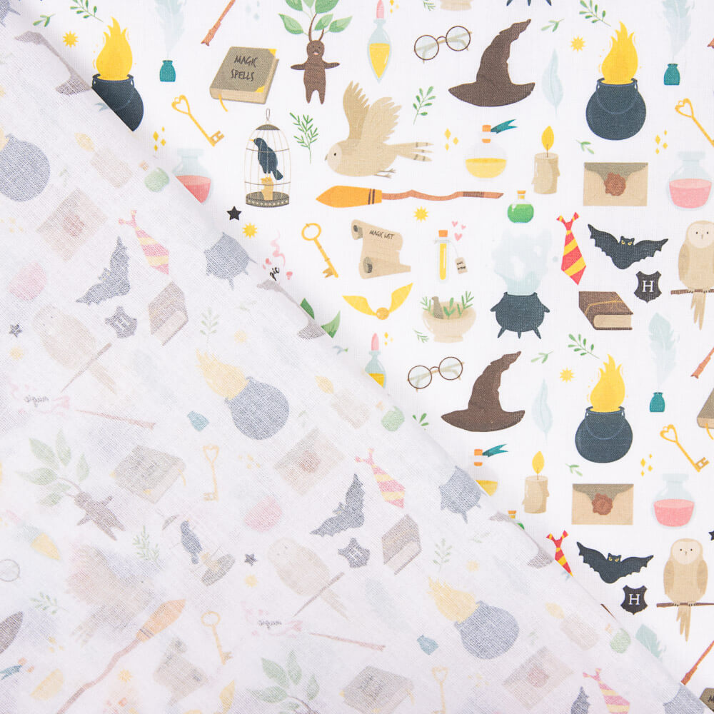 Popeline  Algodão Mágico Potter Branco - Ribes y Casals