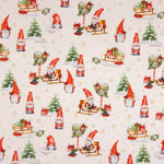 Popeline Natal Gnomos Branco - Ribes y Casals