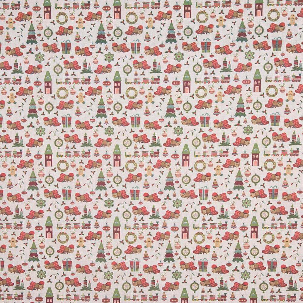 Popeline De Natal Desenhos Cinza - Ribes y Casals