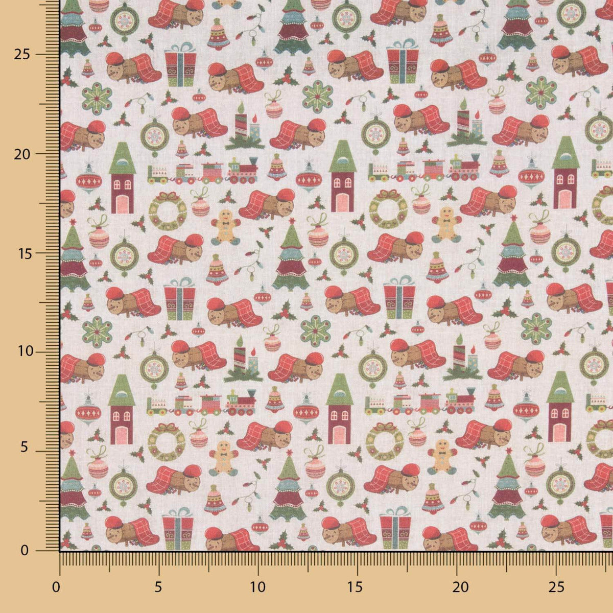 Popeline De Natal Desenhos Cinza - Ribes y Casals