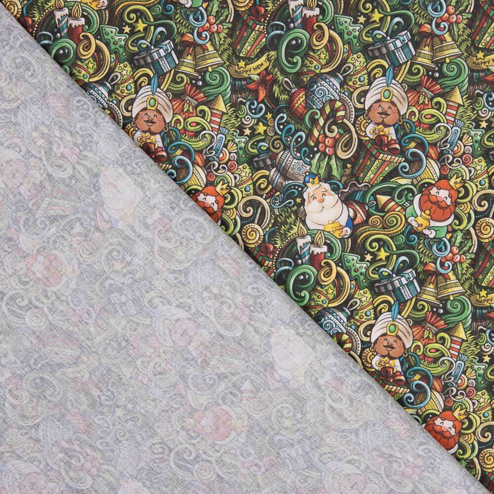 Popeline De Natal Estampado Reis Magos - Ribes y Casals