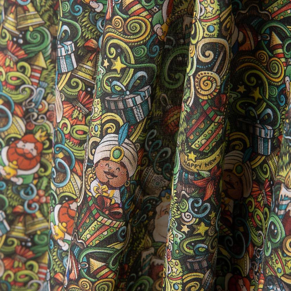 Popeline De Natal Estampado Reis Magos - Ribes y Casals