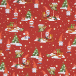 Popeline Natal Gnomos Vermelho - Ribes y Casals