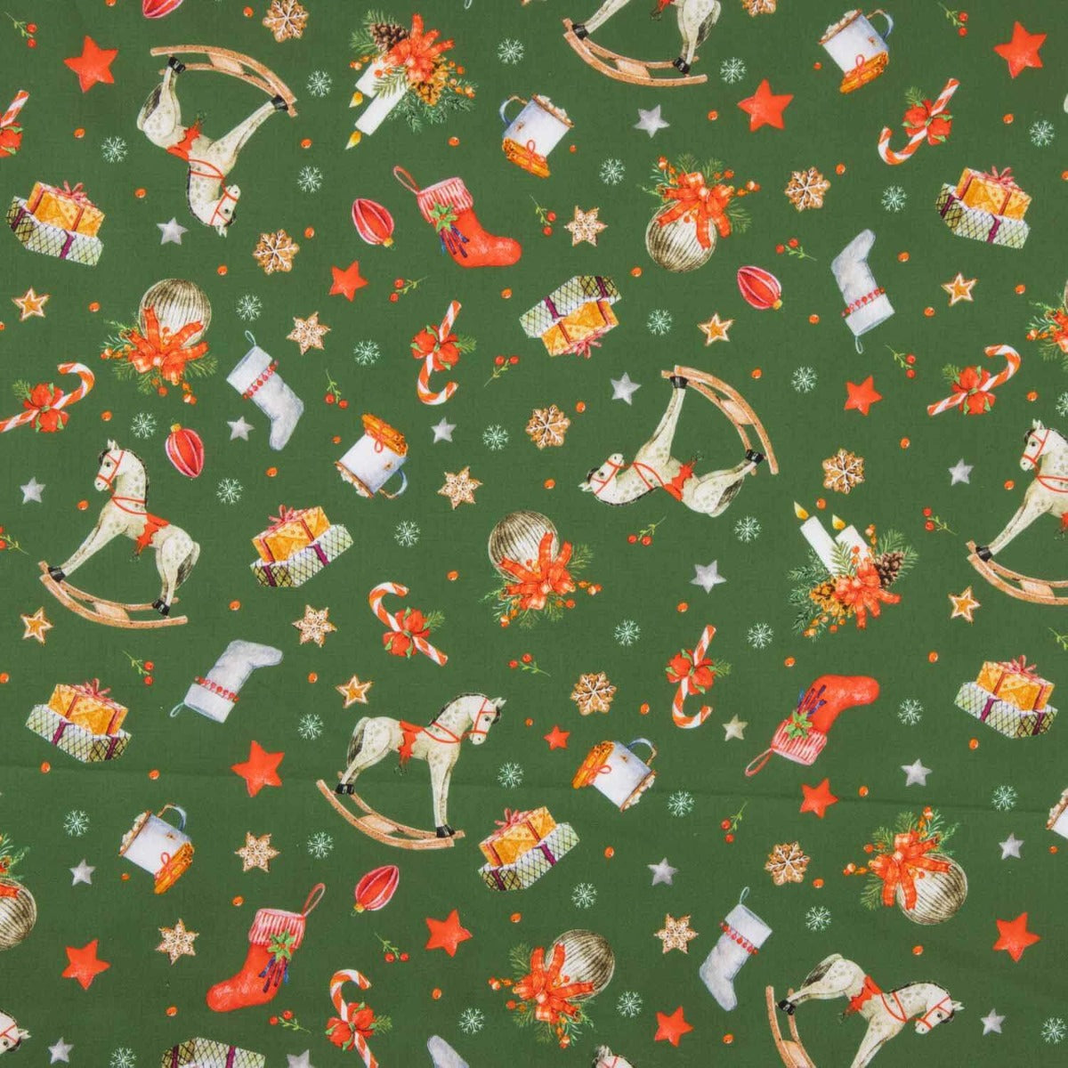 Popeline Natal Cavalo Verde - Ribes y Casals