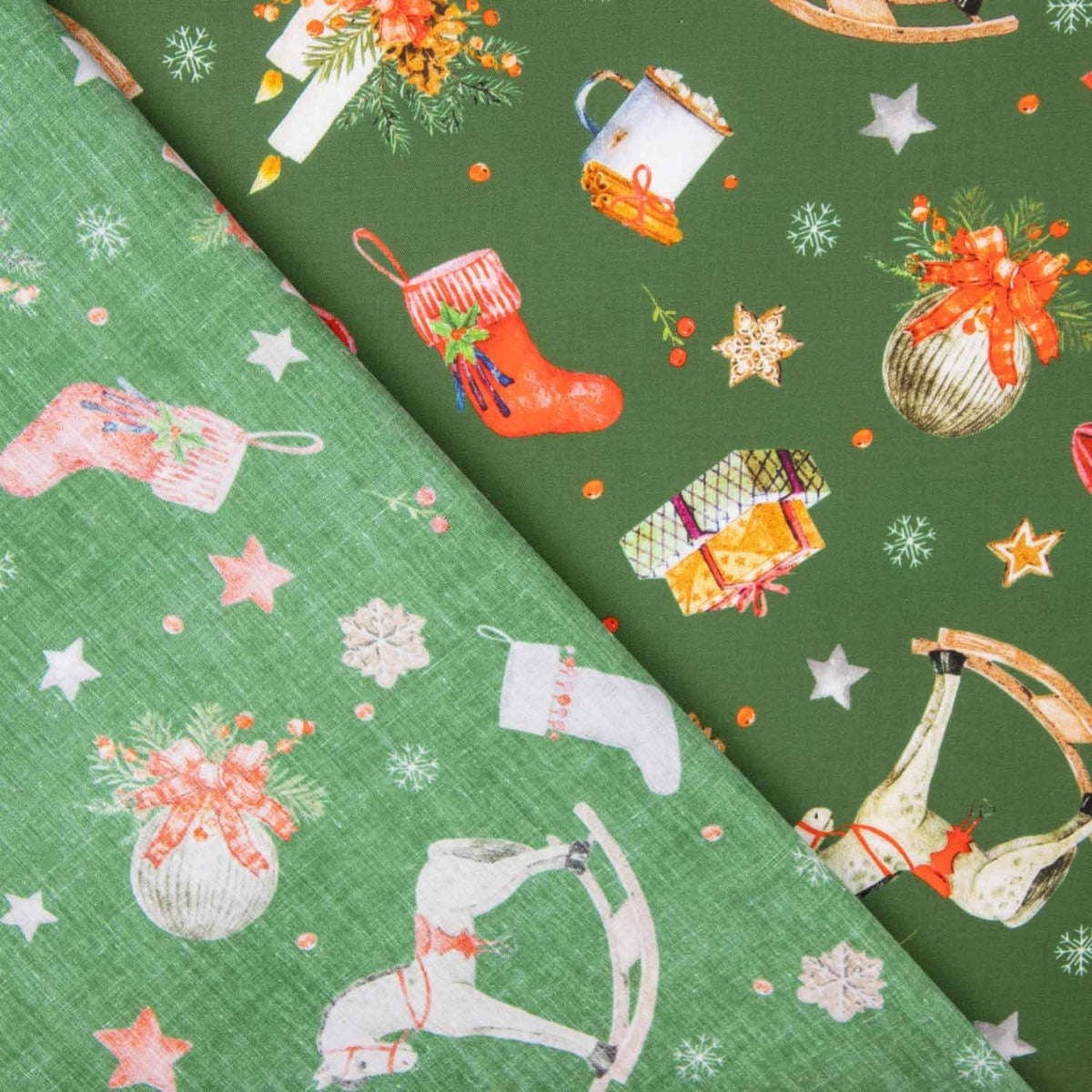 Popeline Natal Cavalo Verde - Ribes y Casals